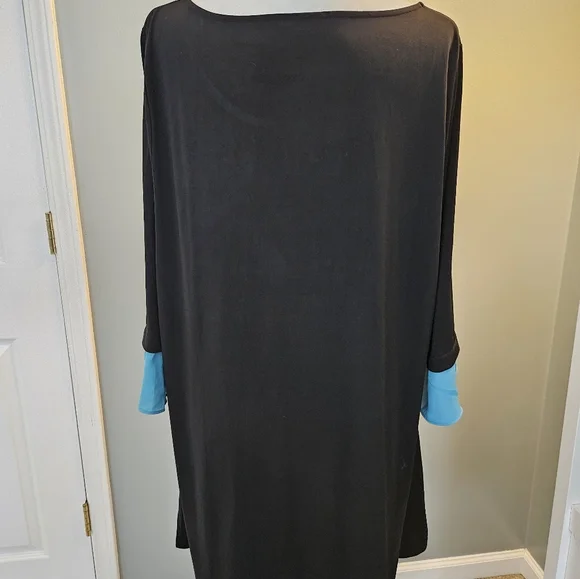 Avenue Women's Size 3x Black Shirt Tunic with Blue Trim - Picture 11 of 13